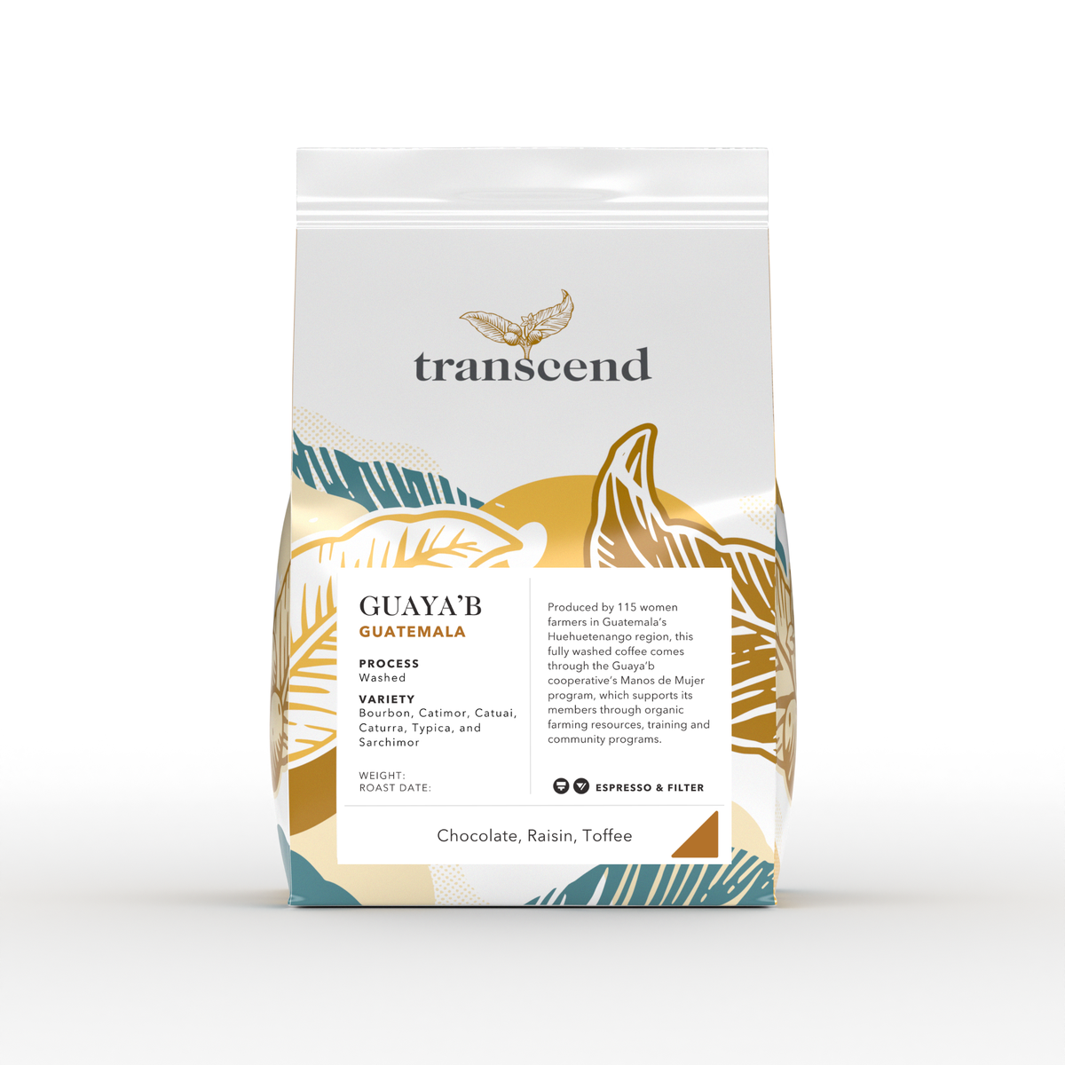 A bag of Transcend Coffee 300g Guaya'b.